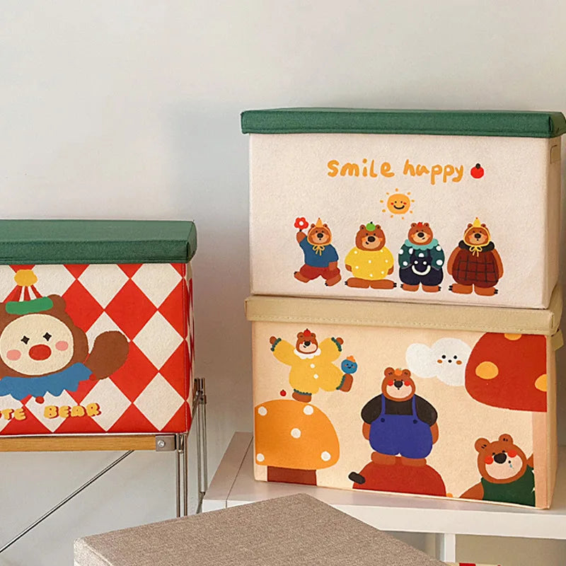 Household Foldable Felt Cute Cartoon Storage Box Toy Snack Organizer Clothing Storage Basket