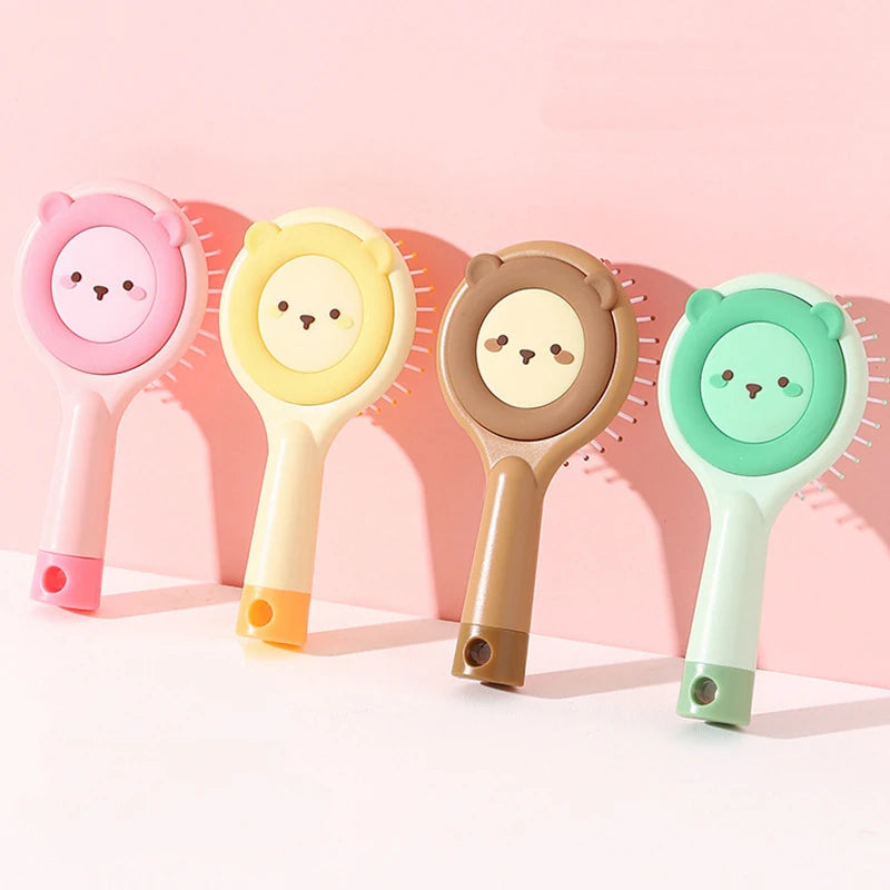Gmagic Girls White Matte Touch Soft Nylon Bristle Air Cushion Massage Care Cute Cartoon Design Hair Brush for Kids Girls