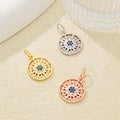 Trendy Style Round Pendant Charm with Cubic Zircon Blue Stone Dangle Silver Charms for Jewelry Making