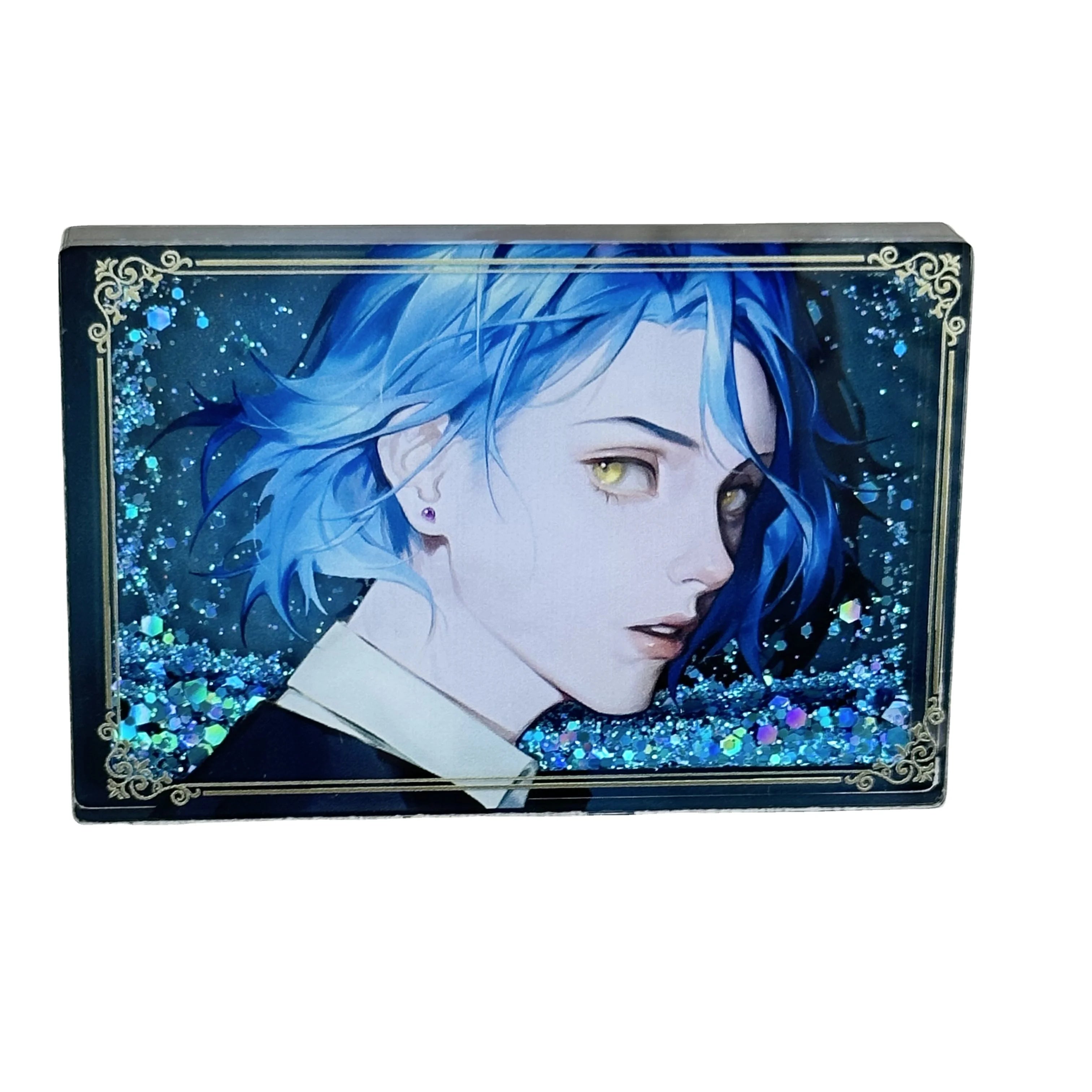 Custom Anime Acrylic Vibrator Keychain Custom Double-Sided Print Design Acrylic Quicksand Flash Keychain