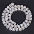 New Design Iced Out Bracket 10mm 925 Sterling Silver VVS Moissanite Diamond Baguette Buckle Tennis Chain Necklace