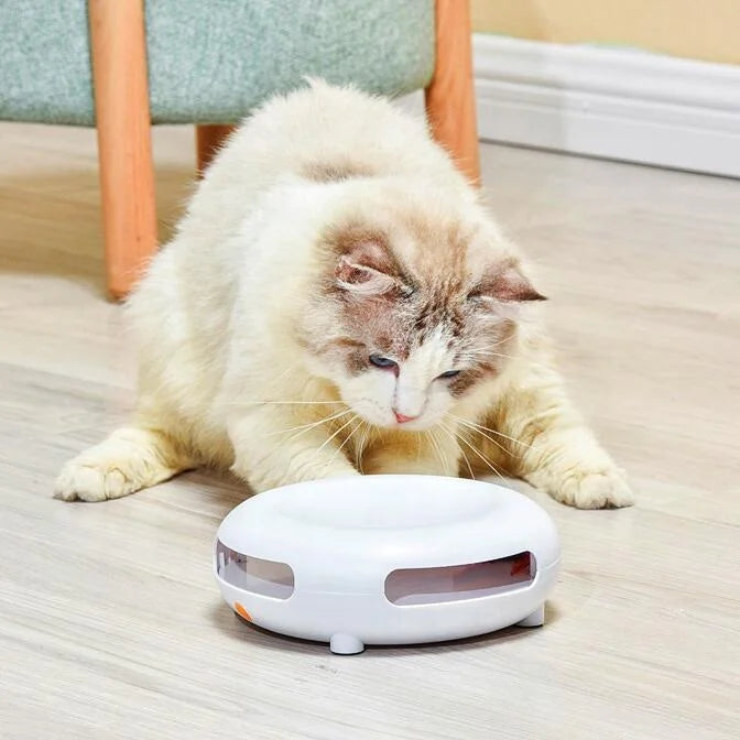 Attractive Interactive Eco-Friendly Cat Toy Hide and Seek Rotating Feather Plastic Electric Cat Toy