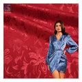 Classic Spring Festival Big Red Flower Polyester Jacquard Pattern Chinese Satin Fabric for Bedding Decorations