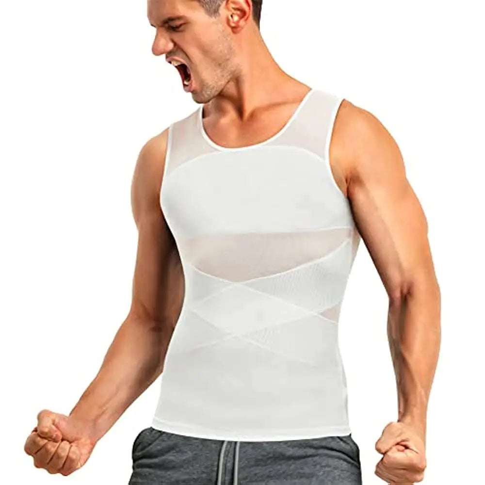 New Men's Vest Mesh Breathable Plastic Waist Lift Back Belly Fitness Training Body Shaping Top