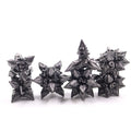 DND 7pcs Polyhedral Dice Set Special-Shaped Black Glitter Solid Metal Pointed Angle for DND Games