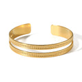 Competitive Price Stainless Steel Non Fading Double Layers Open Cuff Bangles for Women Gift Party