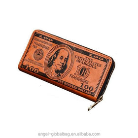Wholesale Fashion Long Design Pu Leather US 100 Dollar Bill Organizer Money Mens Wallet 100 Dollar