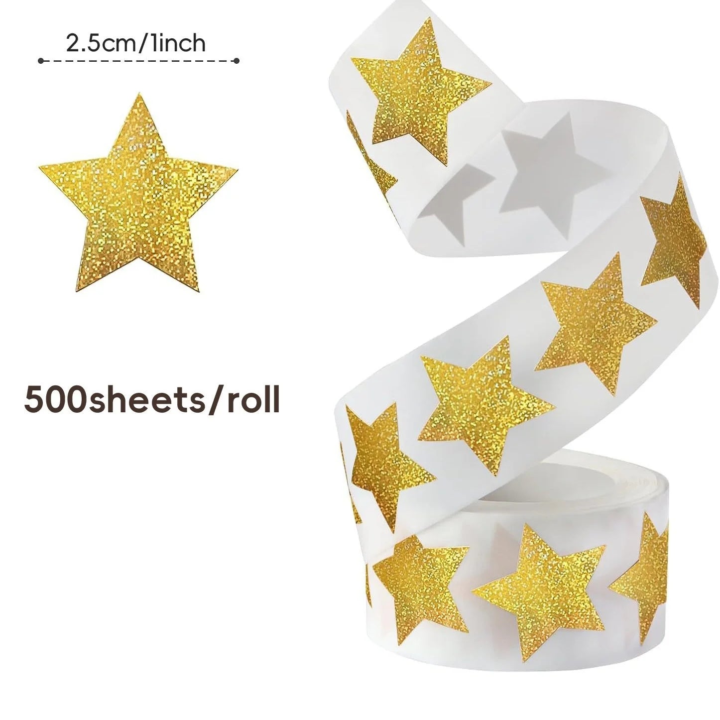 Cross-Border Laser Fine Sand Golden Five-Pointed Star Stickers 500 Stickers/Roll for Candle Craft Gift Decoration Envelope