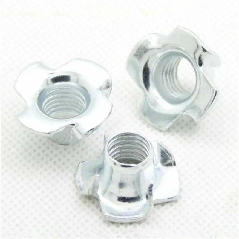 10Pcs M3/M4/M5/M6/M8 2 Four Prong Furniture T Nut Inserts For Wood Zinc Plated