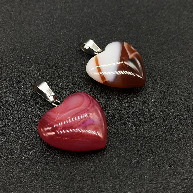 DIY China Factory Seller Natural Agate Heart Pendant Gemstone Crystal Large Crystal