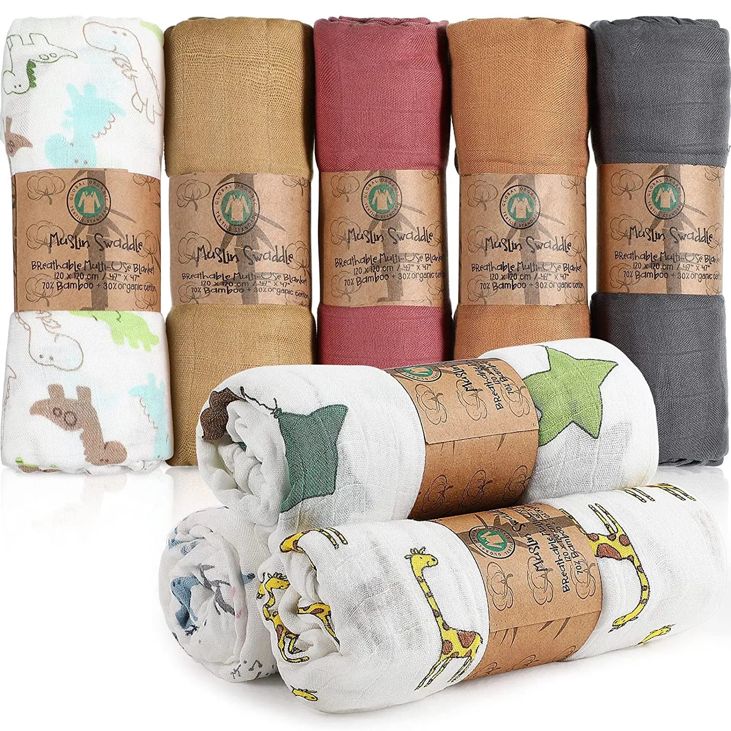 Solid White Organic Cotton Swaddle Gift Set Quick-Dry Muslin Blanket for Children