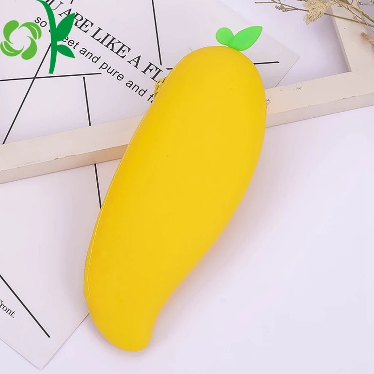 OKSILIOCNE Wholesale Large Capacity Silicone Mango Design Pen Pouch Waterproof Soft Bag Students Storage Stationery Pencil Case