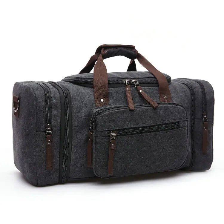 Large Duffel Outdoor Cotton Canvas Custom Print Logo Side Sling Crossbody Luggage Travel Shoulder Messenger Bag for Men Women