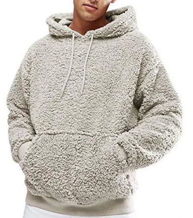 Sherpa Hoodie  Sherpa Fleece Hoodie Sweatshirts Fuzzy Long Sleeve Fall Outwear Winter Hooded With Kangaroo Pockets