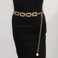 Europe and the United States Cross-border Waist Chain Women's Simple square Buckle Texture Metal Chain Waist Decoration Dress
