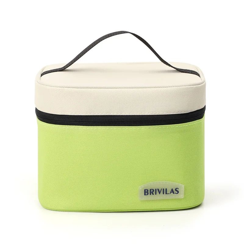 Dopamine-Coloured Contrast-Stitching Insulated Bag Minimalist and Stylish Handheld Lunchbox Organiser Portable Meal Container