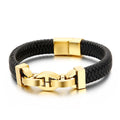 KALEN Fashion Simple Cowhide Rope Splice Stainless Steel Men's Bracelet