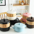 Japanese-Style Ceramic Steamer Pot with Bamboo Basket Healthy Multi-Functional Soup & Stew Cooking Stovetop Pot
