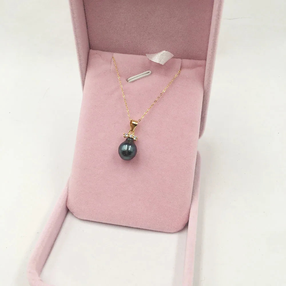 8-11 MM NATURE Tahitian Black Pearl Sea-salt PEARL NECKLACE A+ Baroque Shape Tahitian Pearl925 SILVER CHAIN 16 Inch 18 Inch