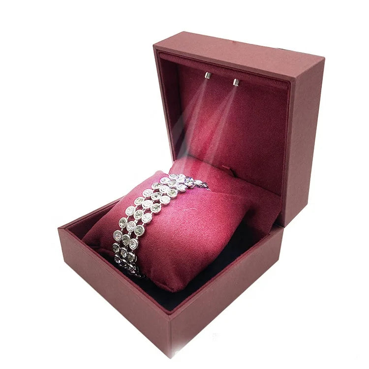 2023 Custom Luxury Elegant Led Light Velvet Plastic Necklace Ring Earring Bracelet Pendent Gift Jewelry Packaging Box Set