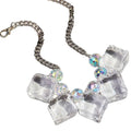 Trendy Designer Choker Irregular Square Pendant Geometric Ice Cube Clear Crystal Laser Beaded Party Jewelry Hip Hop Necklace