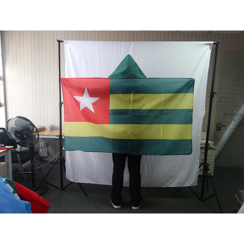 3x5ft  Football Match Custom Logo Cheering Fan Cape Body Flag Togo National Flag Cloak