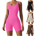 Women's New Style Fitness Yoga Jumpsuit Sleeveless Solid Color Active Wear Body Short Legging One Piece Jumpsuit
