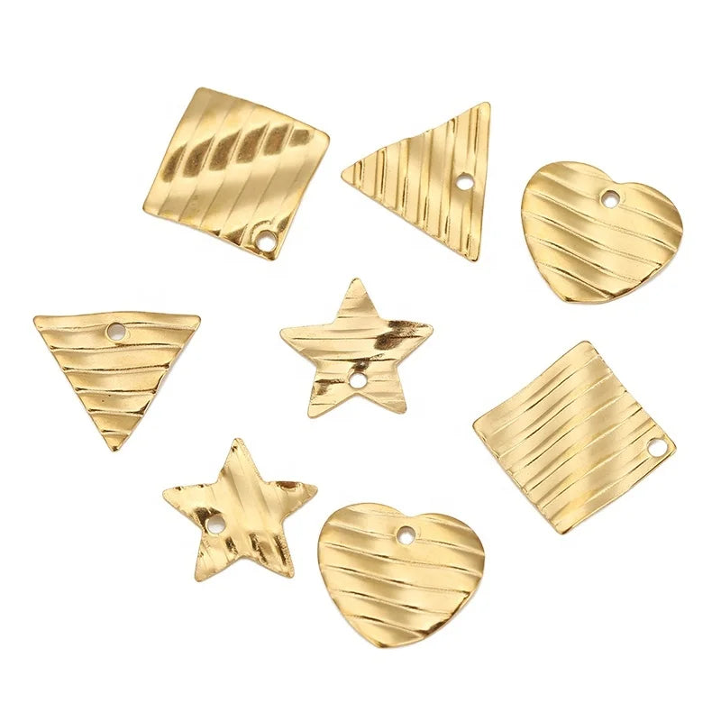 Embossing Bent Star Heart Charms Pendants DIY Jewelry Making Women Earrings Accessories Bracelet Supplies