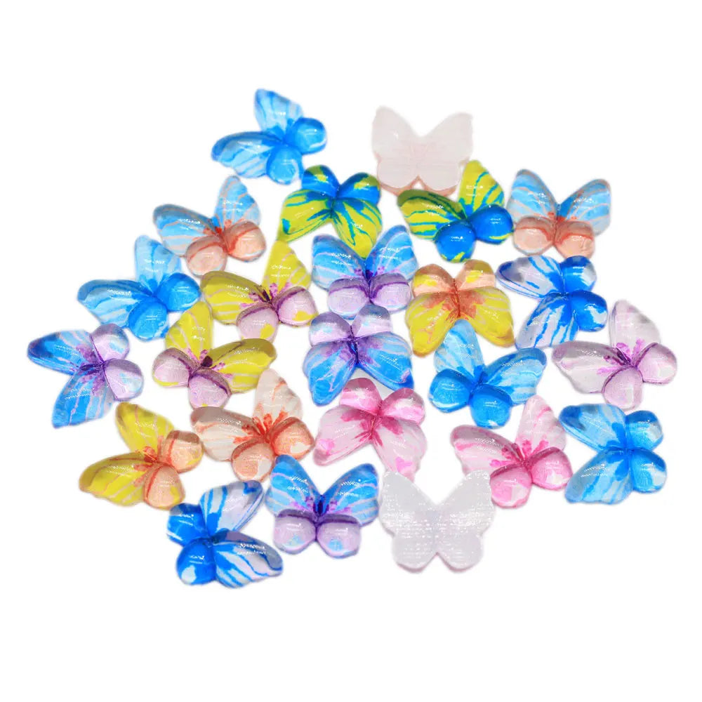 18mm Rainbow Color Butterfly Resin Charms Flatback Cabochons for Mobile Phone Decoration Diy Nail Art Accessory