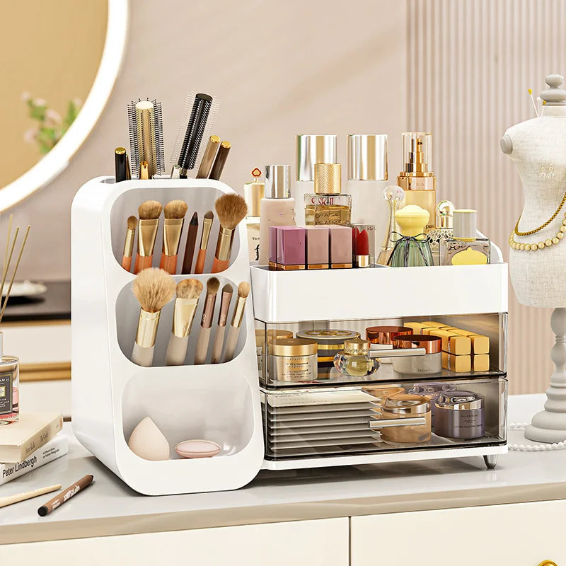 OWNSWING Makeup Organizer With Drawers for Vanity Cosmetic Display Case Makeup Vanity Organizer for Brush