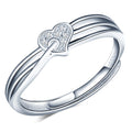 925 Sterling Silver Heart Arrow Engagement Ring Adjustable Opening Rhodium Plated Joyeria for Wedding and Party