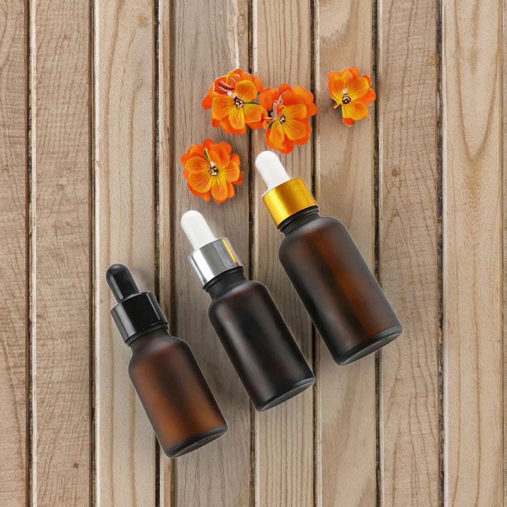 wholesale 5ml 10ml 15ml 20ml 30ml 50ml 100ml empty frosted amber glass serum dropper bottle essential oil glass bottle