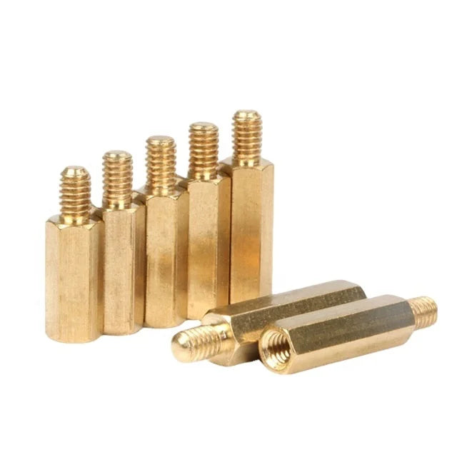 Custom Made High Quality Brass Copper M2 M3 Hex Head Knurled Internal Thread Cylinder Stud Screw Standoff Metric