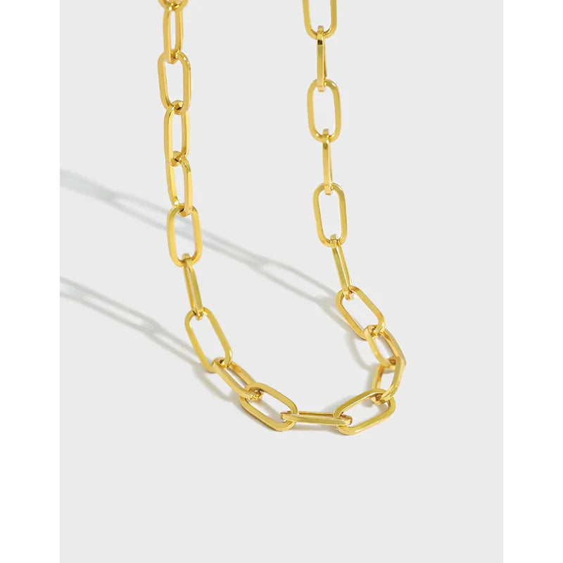 YH076 925 Sterling Silver Necklace Hot Sale Hoop Choker 18k Gold Plated Chain Necklace 2021