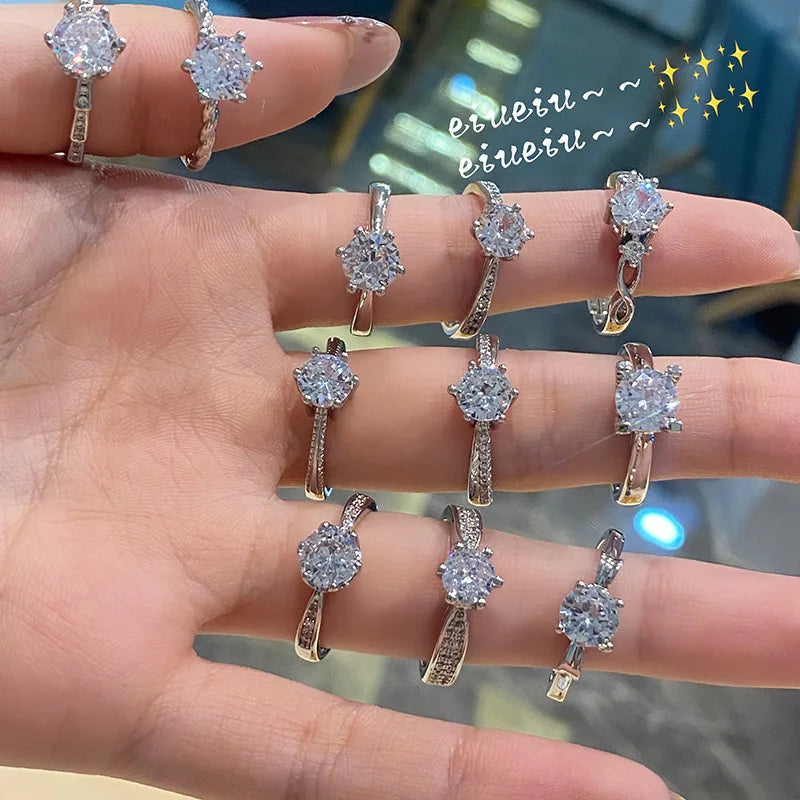 2025 New Valentine's Day Fashion Jewelry Geometric Charm Zircon Rings Light Luxury Wedding Rings for Women