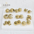 Ason Fashion 18k Pvd Stainless Steel Gold Plated Teardrop Stud Earrings Jewelry Women Hammer Round Hollow Water Drop Earrings