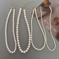 4mm 6mm 8mm Pearl Necklace Women Men Stainless Steel Natural Freshwater Pearl Choker Pearls Necklace Gift