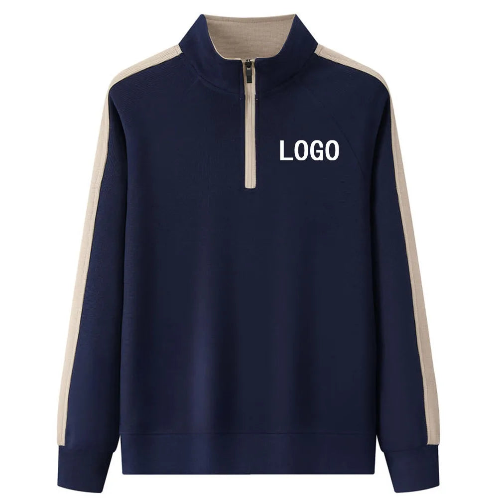 Custom Half Zip Mock Neck Pullover Work Uniform Top Restaurant Bar Waiter 1/4 Zip Fleece Sweatshirt Blank Hoodie for Men Unisex