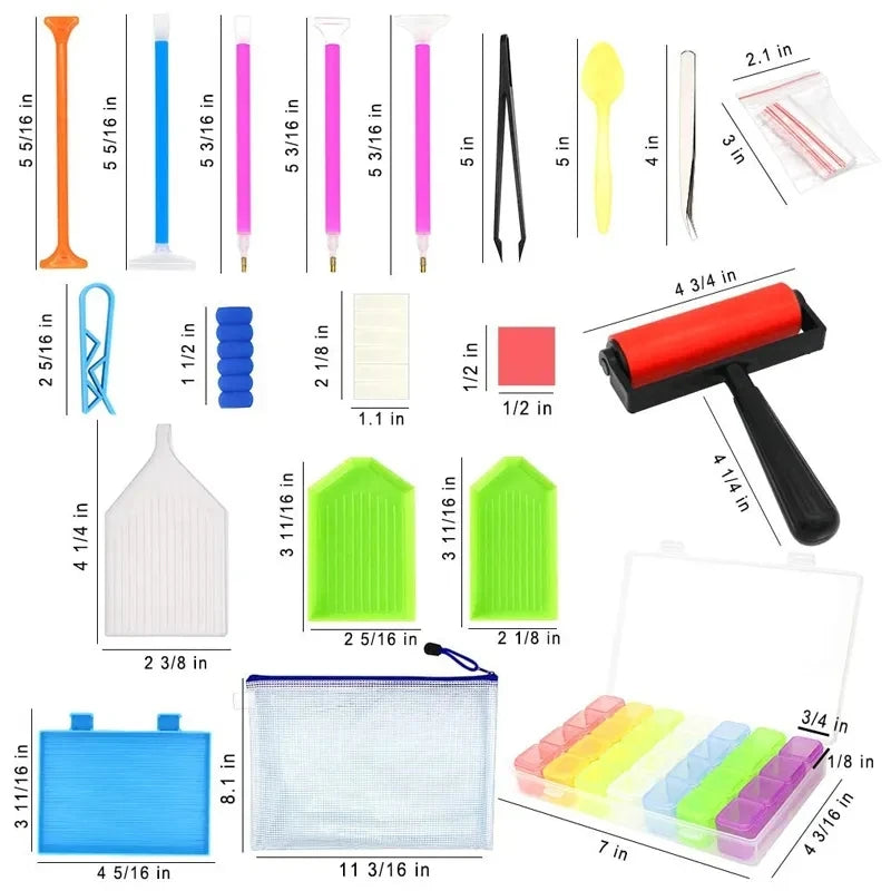 5d Diamond Painting Accessory for Diy 60pcs Diamond Painting Dot Pen Tools Including Tray Wax Drill Pen Roller