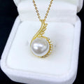 P1484 11-12mm DIY Natural  Freshwater Pearl Charm Pendant Necklace Accessory 925 Sterling Silver Jewelry for Women Without Chain