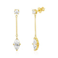 LOZRUNVE 925 Sterling Silver Long Marquise Crystal Drop Earring Fashionable