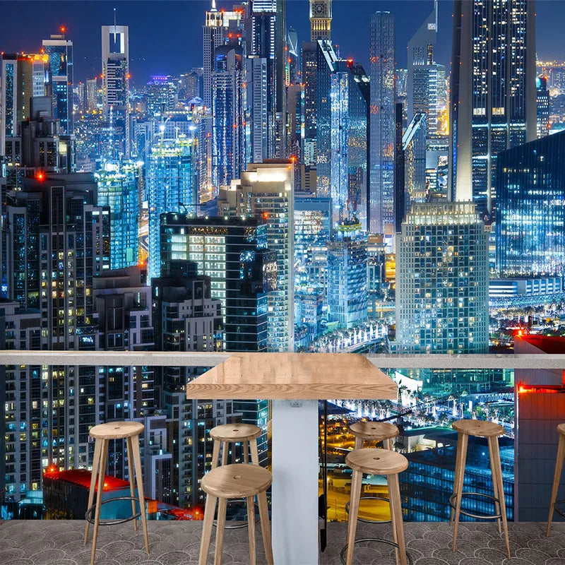 3D City Night Scene Wallpaper Extending Space Internet Celebrity Photo Background Wall Bar Office Restaurant Mural