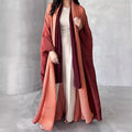 PROMISTAR Women's Plus Size Modest Abaya Long Bat Sleeve Robe Colorful Scarf Shawl Eid Muslim Fashion Similar Burqa Dubai