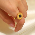 New Cheap Stainless Steel 18k Gold Plated Waterproof Colorful Enamel Wide V-Shaped Rings for Women