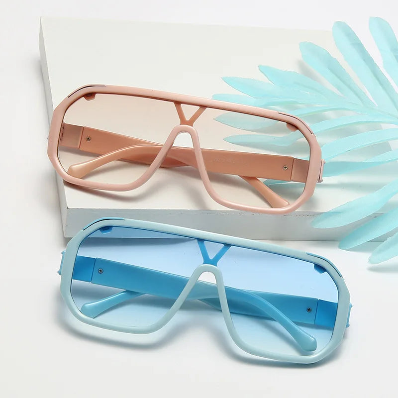 Personality designer sun glasses one-piece sunglasses popular trendy large frame sunglasses