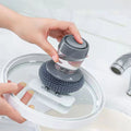 Household Press Type Automatic Liquid Wash Pot Brush Kitchen Household Stove Cleaning Brush Wire Ball