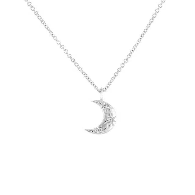 LOZRUNVE Custom Jewelry Gold Filled Sterling 925 Silver Cubic Zirconia Mini Moon Delicate Necklace