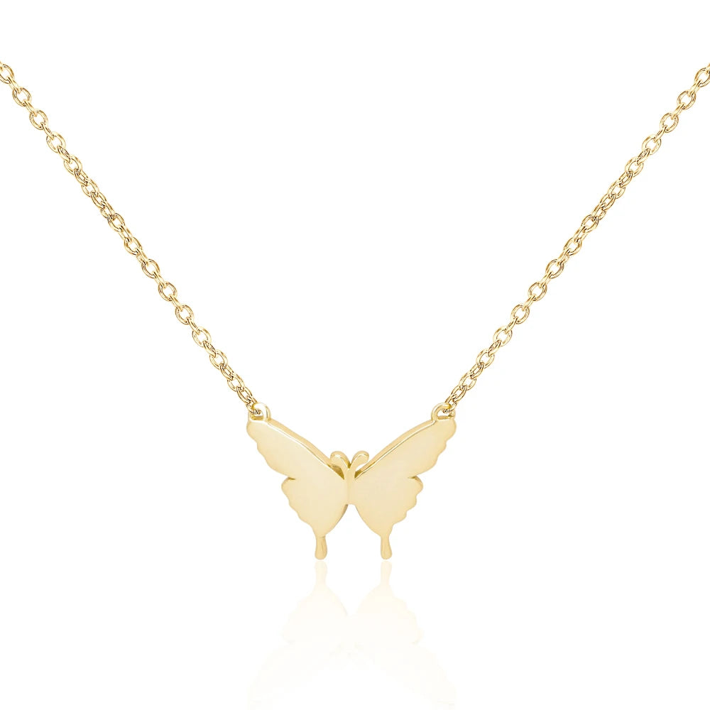 Fine Jewelry 2022 Vivid Butterfly Pendant Necklace Golden Plated Three-dimensional Butterfly Jewelry for Spring Season Jewelry