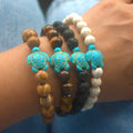 Wholesale Natural Healing Howlite lava tiger Eye Picture Stone Beads Turquoise Turtle Charm Bead Single Bracelet Jewelry