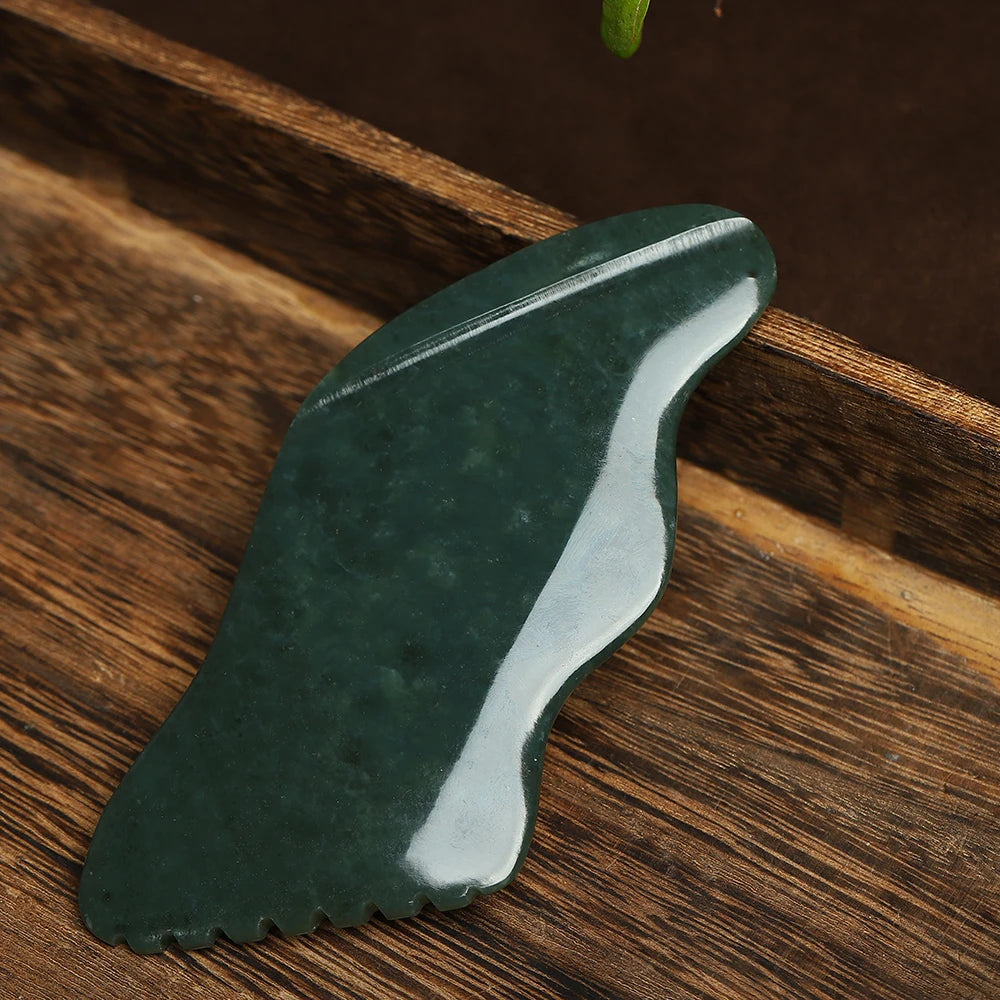 Hetian Jade Gua Sha Top-selling Nephrite Jade GuaSha for Regulates Blood Circulation Facial Gua Sha